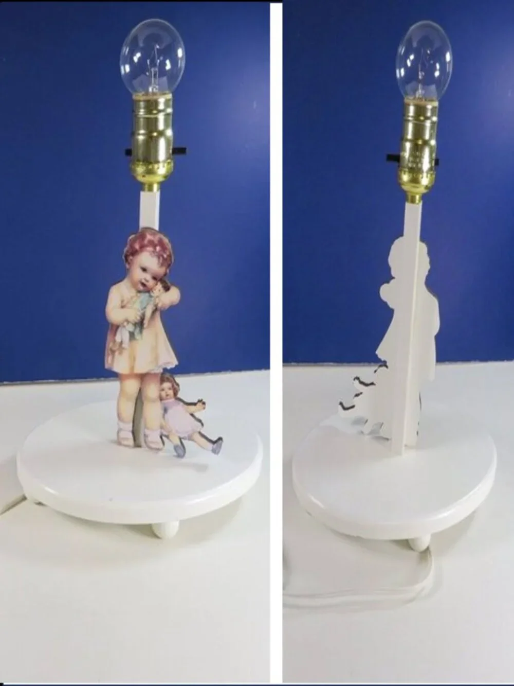 Vintage 50s Retro Nursery Lamp & Wallpaper Border Bessie Pease Gutmann Style Set